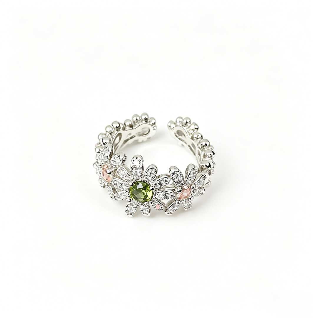 Green Daisy Flower Ring