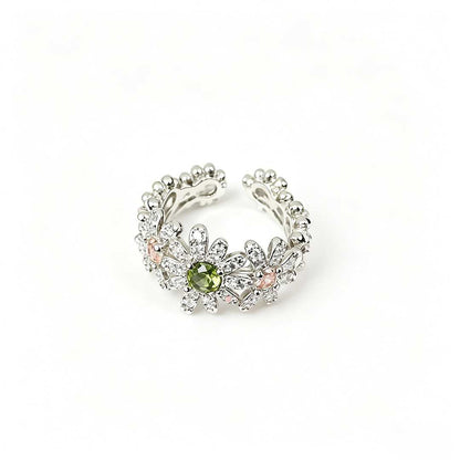 Green Daisy Flower Ring