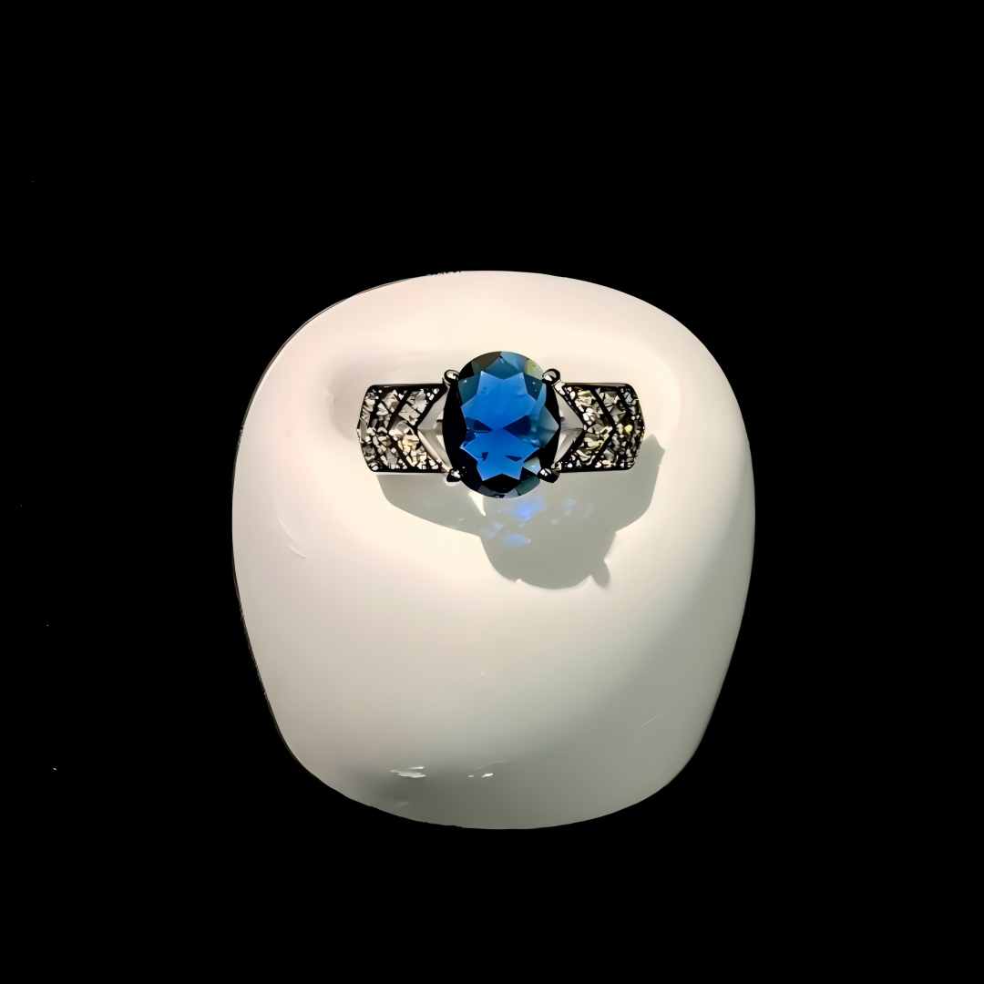 Sapphire V-Shank Plated Ring
