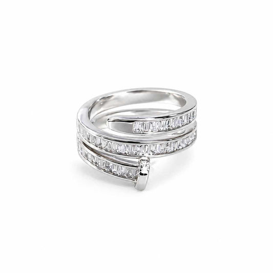Baguette CZ Spiral Ring